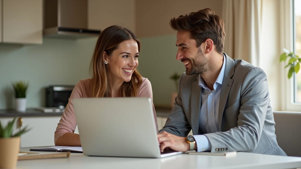 Couple dans un environnement moderne discutant finances et budget ensemble