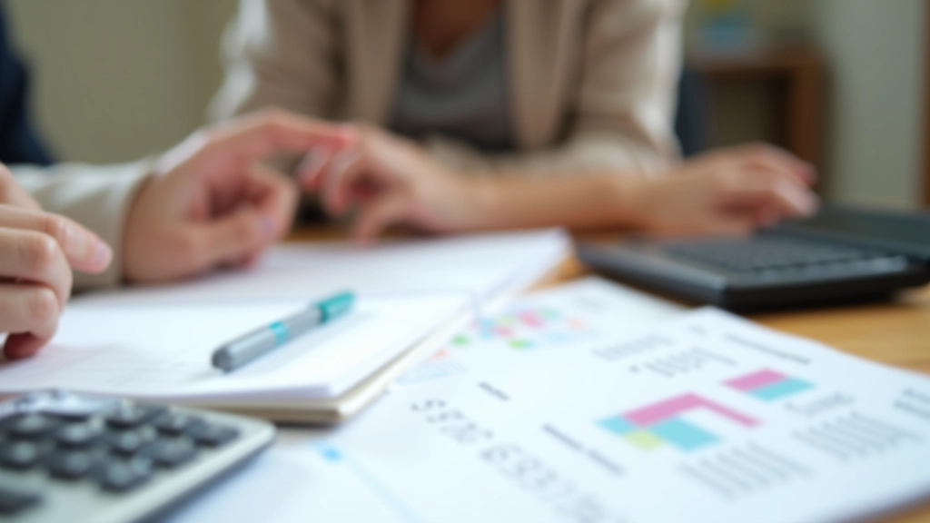 Tableau avec colonnes de chiffres, stylo et calculatrice sur un bureau