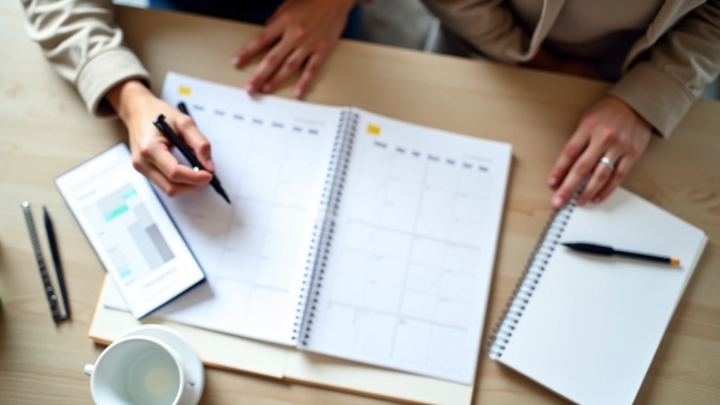 Calendar and notebook with financial notes