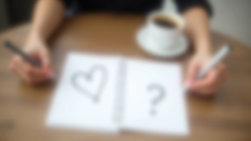 Notes manuscrites avec symboles de cœur et points d'interrogation, représentant la communication émotionnelle et les préoccupations financières